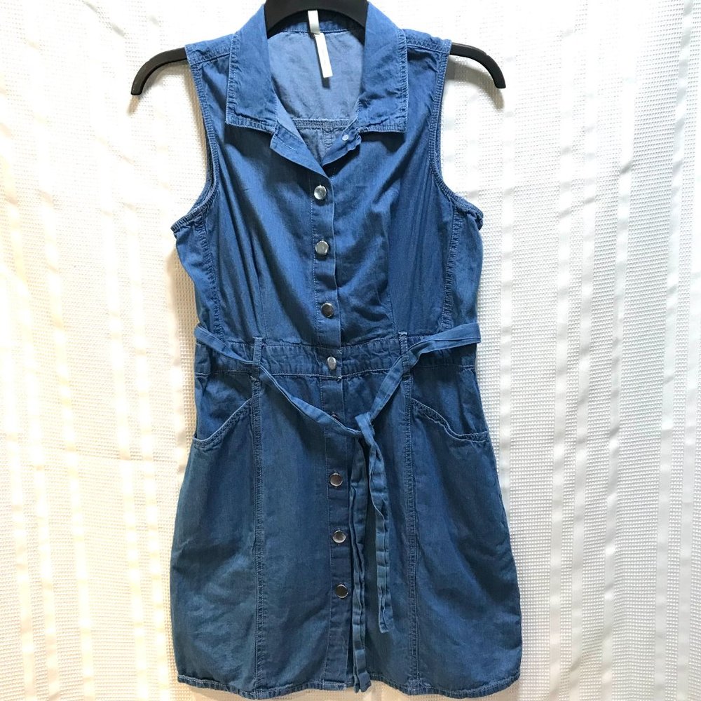 Live 4 Truth sz s blue lightweight denim shirt dress  button up waist with belt